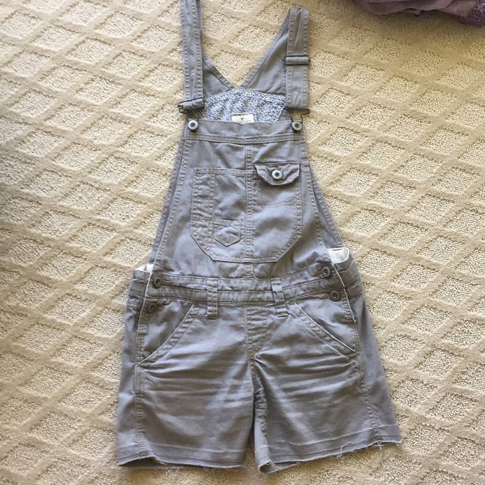 Womens XS American Eagle Grey Denim Overall Shorts